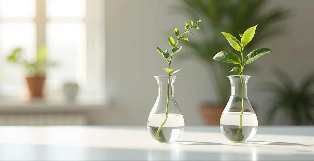 Gráfico abstracto mostrando la divergencia de dos líneas de crecimiento, una exponencial y otra casi plana, representando el impacto de las comisiones a largo plazo.