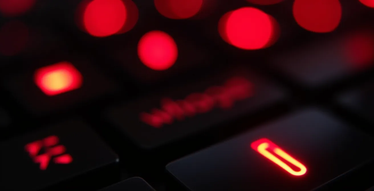 Detalle macro de luces LED rojas de electrodomésticos en stand-by durante la noche