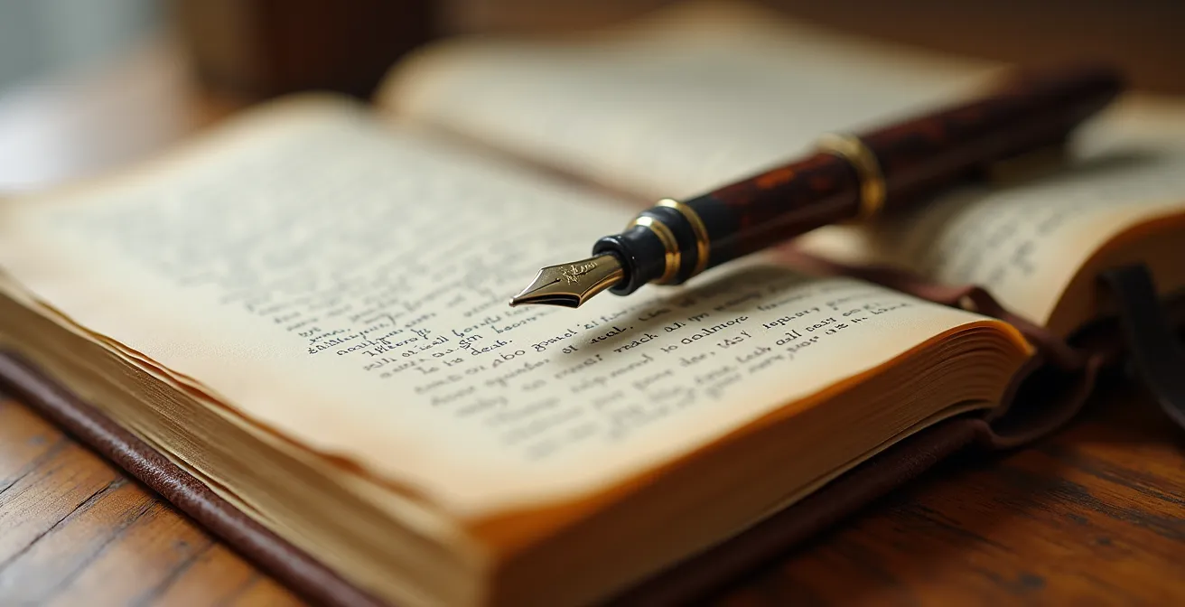 Cuaderno abierto con notas de inversión y bolígrafo sobre mesa de madera