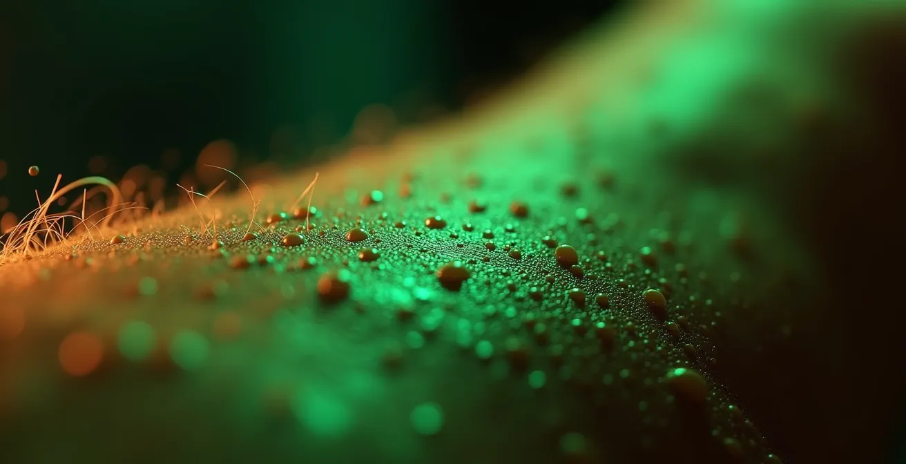 Macro detalle de sensor óptico con luz verde midiendo frecuencia cardíaca