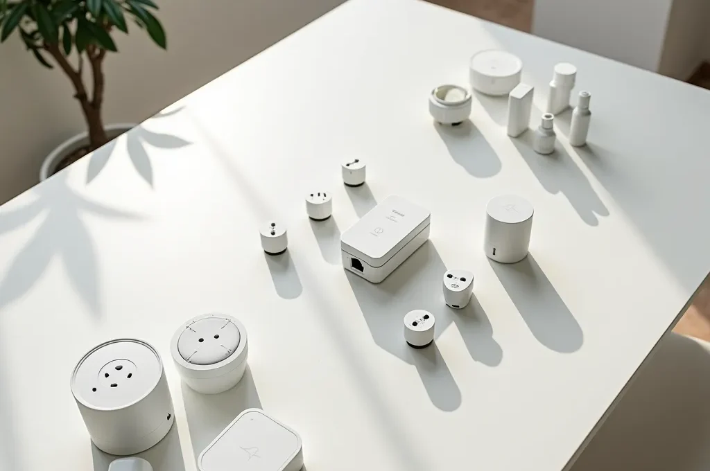 Mesa con dispositivos domóticos organizados por ecosistemas compatibles