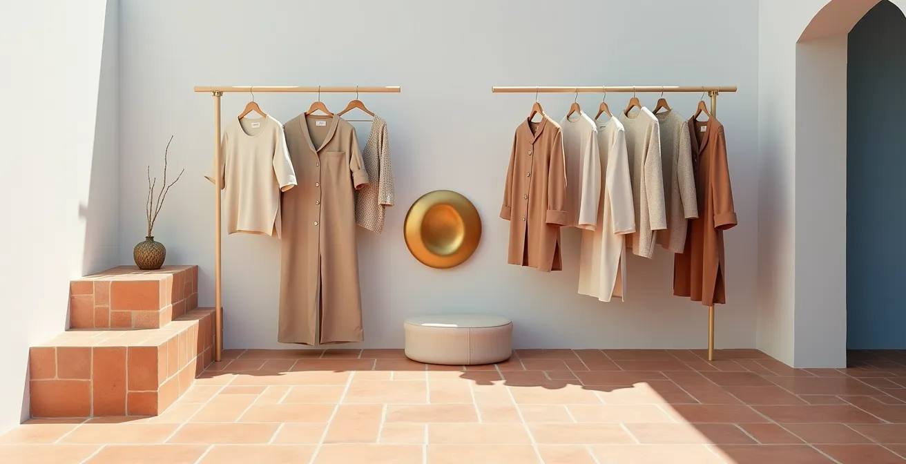 Demostración visual del equilibrio perfecto entre un accesorio protagonista y prendas neutras