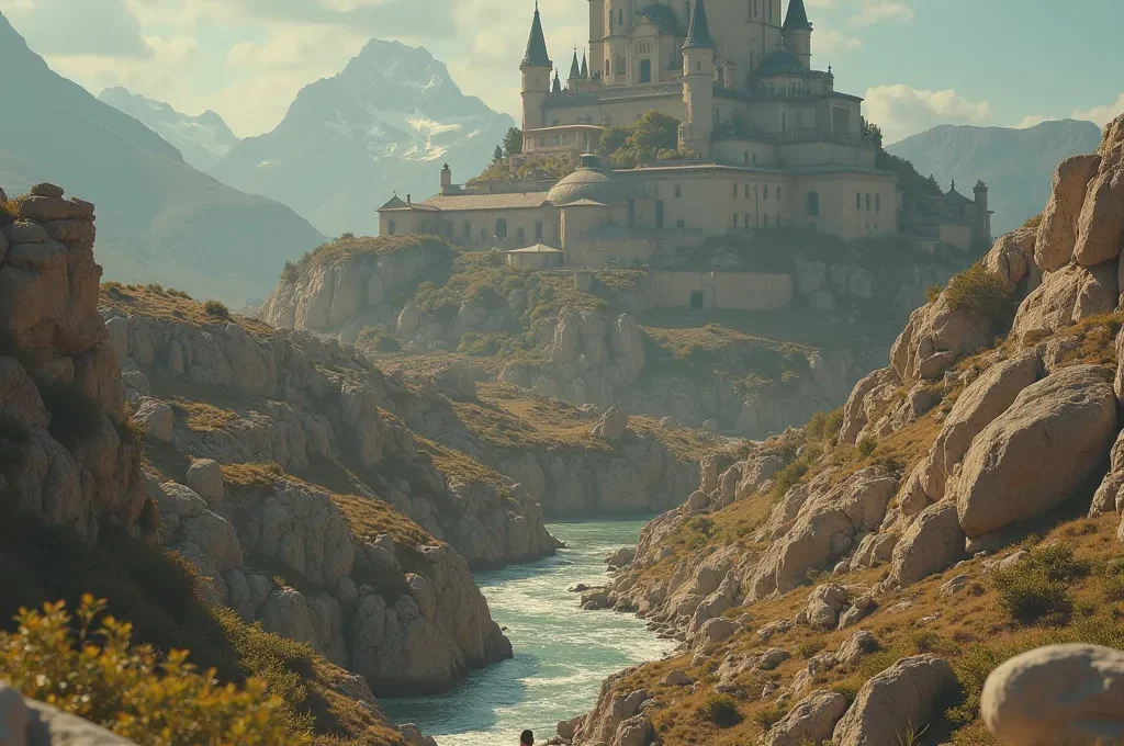 Jardín con cinco plantas principales bien cuidadas y flores silvestres alrededor