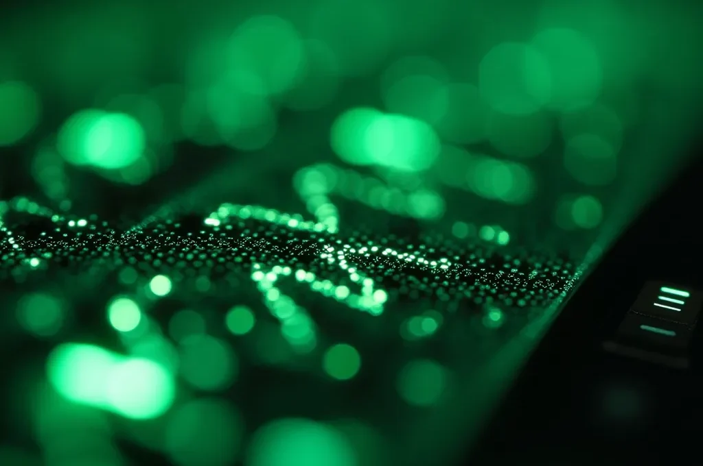 Visualización macro de sensor óptico midiendo variabilidad cardíaca en una muñeca.