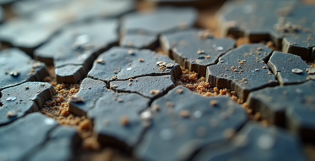 Detalle macro de superficie de piedra mostrando erosión microscópica