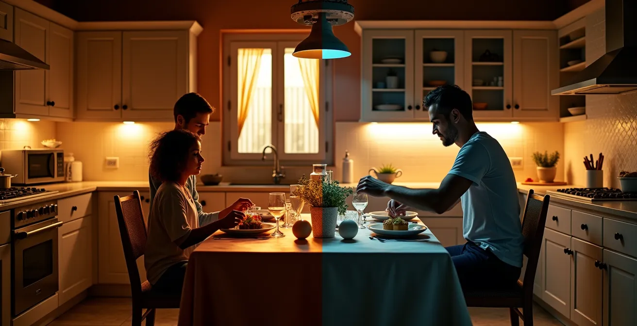 Comparativa visual de ambientes con diferentes temperaturas de color LED