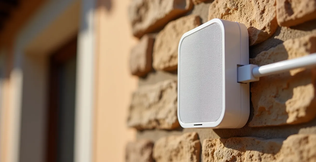 Sistema mesh con cable ethernet en casa de piedra rural española