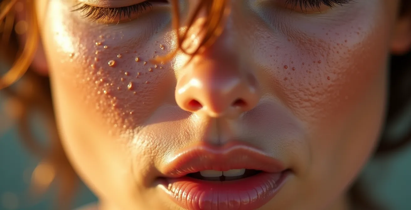 Detalle macro de textura de piel mostrando diferencias entre sequedad y deshidratación