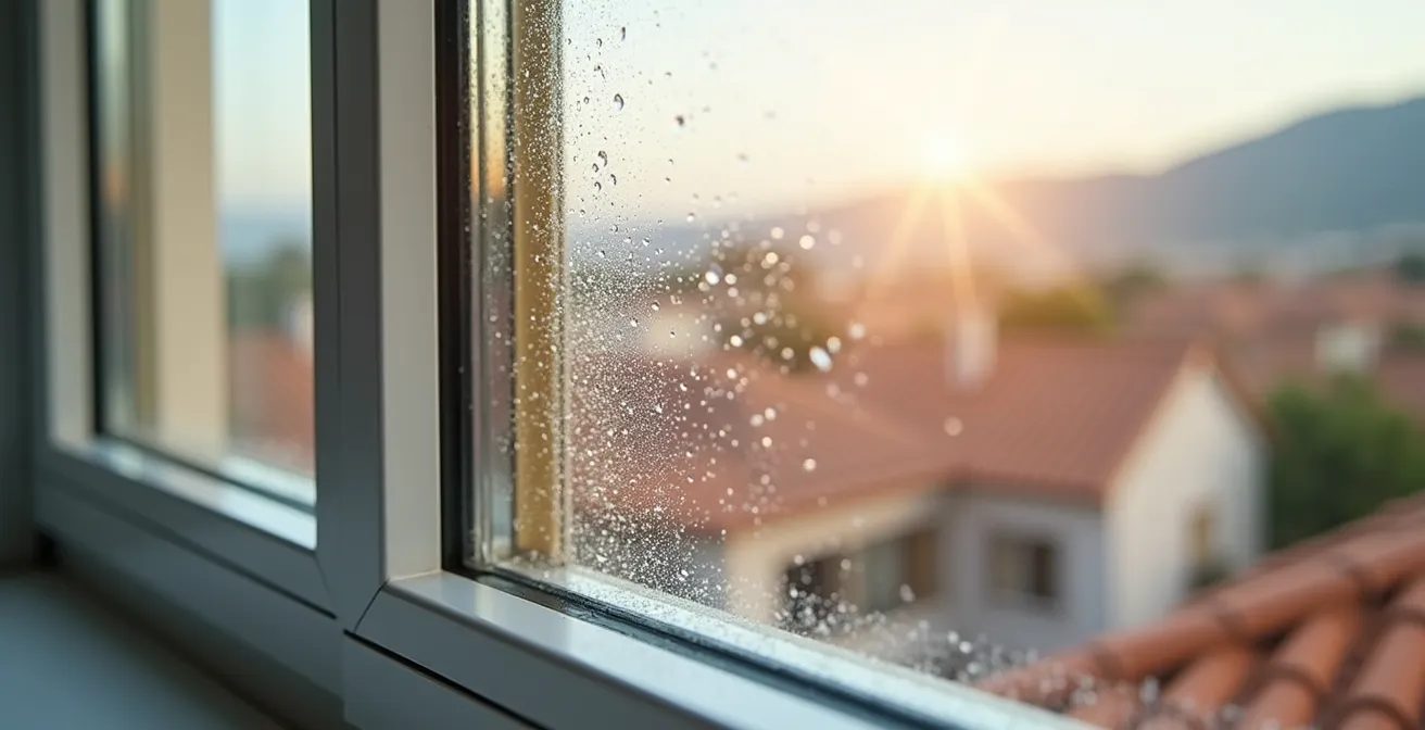 Ventana de doble acristalamiento en vivienda española mostrando eficiencia térmica